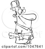 Poster, Art Print Of Cartoon Black And White Outline Design Of A Construction Manager