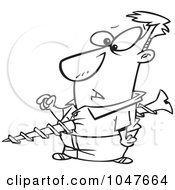 Royalty Free RF Clip Art Illustration Of A Cartoon Black And White Outline Design Of A Screwed Guy by toonaday