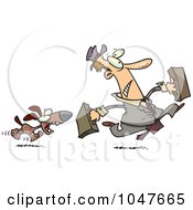 Poster, Art Print Of Cartoon Dog Chasing A Salesman