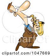 Royalty Free RF Clip Art Illustration Of A Cartoon Sax Player by toonaday