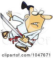Royalty Free RF Clip Art Illustration Of A Cartoon Samurai With A Sword by toonaday