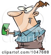 Royalty Free RF Clip Art Illustration Of A Cartoon Guy Making A Purchase