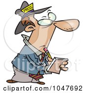 Royalty Free RF Clip Art Illustration Of A Cartoon Man From The Press Writing Down Notes