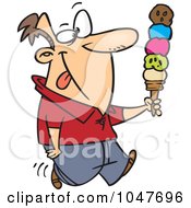 Poster, Art Print Of Cartoon Guy With Lots Of Ice Cream Scoops