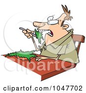Cartoon Guy Eating Salad