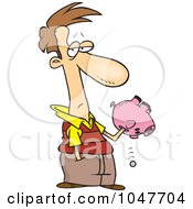 Poster, Art Print Of Cartoon Guy Reaching Into His Piggy Bank