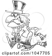 Royalty Free RF Clip Art Illustration Of A Cartoon Black And White Outline Design Of A Grouchy Guy