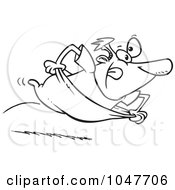 Cartoon Black And White Outline Design Of A Guy Sack Racing