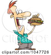 Poster, Art Print Of Cartoon Guy Eating A Sandwich