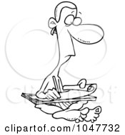 Royalty Free RF Clip Art Illustration Of A Cartoon Black And White Outline Design Of A Scribe