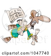 Royalty Free RF Clip Art Illustration Of A Cartoon Clumsy Guy With Scrolls