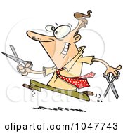 Poster, Art Print Of Cartoon Businessman Running With Scissors