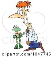 Royalty Free RF Clip Art Illustration Of A Cartoon Scientist Holding A Frog