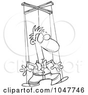 Poster, Art Print Of Cartoon Black And White Outline Design Of A Puppet Man