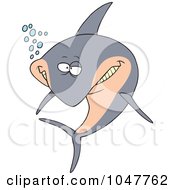 Royalty Free RF Clip Art Illustration Of A Cartoon Happy Shark by toonaday