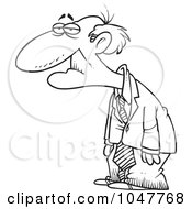 Royalty Free RF Clip Art Illustration Of A Cartoon Black And White Outline Design Of A Senior Man