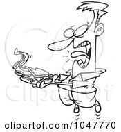 Poster, Art Print Of Cartoon Black And White Outline Design Of A Tentacle In A Seafood Sandwich