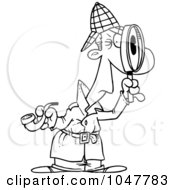 Royalty Free RF Clip Art Illustration Of A Cartoon Black And White Outline Design Of Sherlock by toonaday