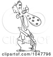 Royalty Free RF Clip Art Illustration Of A Cartoon Black And White Outline Design Of A Sheepish Businessman Covered In Kisses