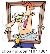 Royalty Free RF Clip Art Illustration Of A Cartoon Businessman Holding Up A Frame