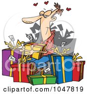 Poster, Art Print Of Cartoon Guy Giving Himself Gifts