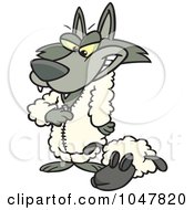Cartoon Wolf Dressing In Sheeps Clothing