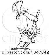 Royalty Free RF Clip Art Illustration Of A Cartoon Black And White Outline Design Of A Secret Agent
