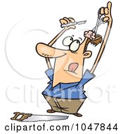Royalty Free RF Clip Art Illustration Of A Cartoon Guy Doing His Own Brain Surgery