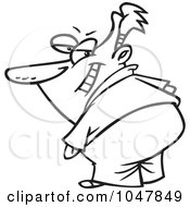 Royalty Free RF Clip Art Illustration Of A Cartoon Black And White Outline Design Of A Secretive Guy by toonaday