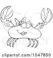 Poster, Art Print Of Cartoon Black And White Outline Design Of A Female Crab