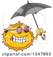 Poster, Art Print Of Cartoon Sun Holding An Umbrella