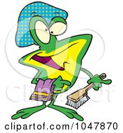 Royalty Free RF Clip Art Illustration Of A Cartoon Frog With Shower Gear by toonaday