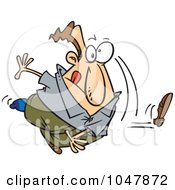 Royalty Free RF Clip Art Illustration Of A Cartoon Man Throwing A Shoe by toonaday