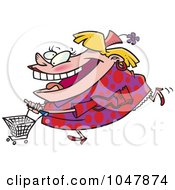 Royalty Free RF Clip Art Illustration Of A Cartoon Fat Woman Shopping by toonaday