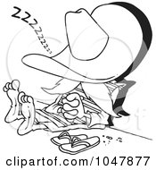 Royalty Free RF Clip Art Illustration Of A Cartoon Black And White Outline Design Of A Siesta Man