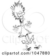Royalty Free RF Clip Art Illustration Of A Cartoon Black And White Outline Design Of A Shocked Woman