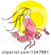 Royalty Free RF Clip Art Illustration Of A Cartoon Proud Shrimp In The Spotlight by toonaday
