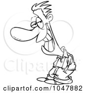 Royalty Free RF Clip Art Illustration Of A Cartoon Black And White Outline Design Of A Shifty Guy