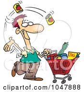 Poster, Art Print Of Cartoon Guy Grocery Shopping