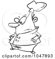 Royalty Free RF Clip Art Illustration Of A Cartoon Black And White Outline Design Of A Short Chef