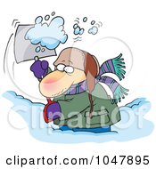 Cartoon Guy Shoveling Snow
