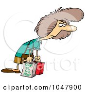 Royalty Free RF Clip Art Illustration Of A Cartoon Exhausted Shopaholic by toonaday