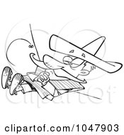 Cartoon Black And White Outline Design Of A Siesta Guy