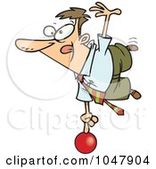 Royalty Free RF Clip Art Illustration Of A Cartoon Show Off Businessman Balanced On A Ball
