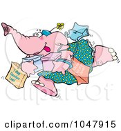 Royalty Free RF Clip Art Illustration Of A Cartoon Shopping Elephant by toonaday