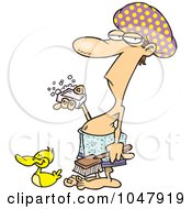 Royalty Free RF Clip Art Illustration Of A Cartoon Man Ready For A Shower by toonaday