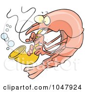 Royalty Free RF Clip Art Illustration Of A Cartoon Shrimp Playing A Saxophone by toonaday
