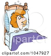 Royalty Free RF Clip Art Illustration Of A Cartoon Sick Woman In Bed by toonaday