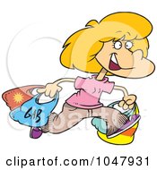 Poster, Art Print Of Cartoon Woman Carrying Shopping Bags