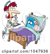 Poster, Art Print Of Cartoon Nurse Tending To A Sick Computer